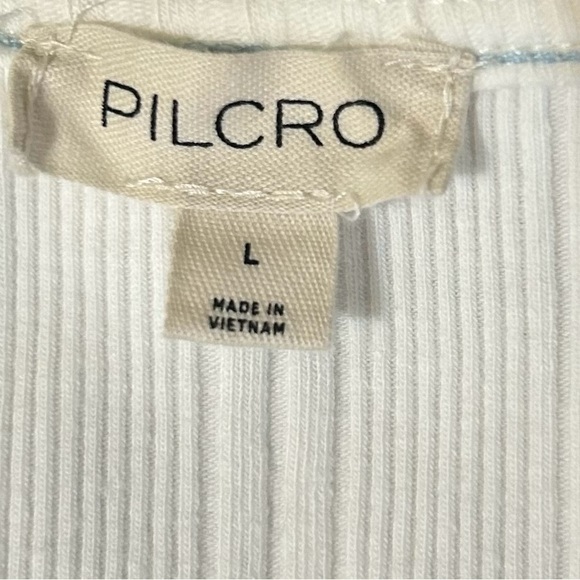 Anthropology Pilcro Top Women’s White V-Neck Ruffle Front Tank Top size Large - Picture 2 of 10